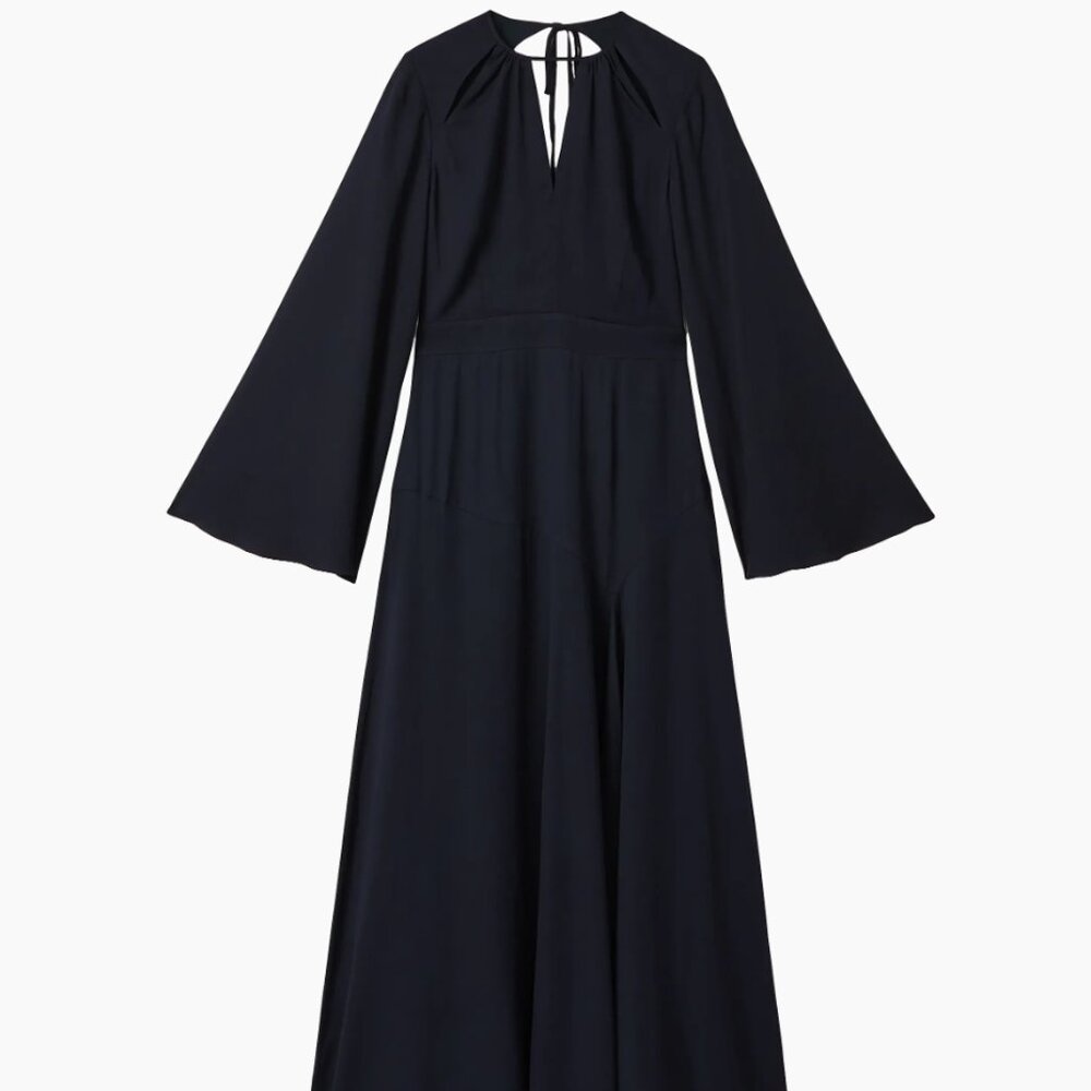 reiss andra fluted sleeve midi dress